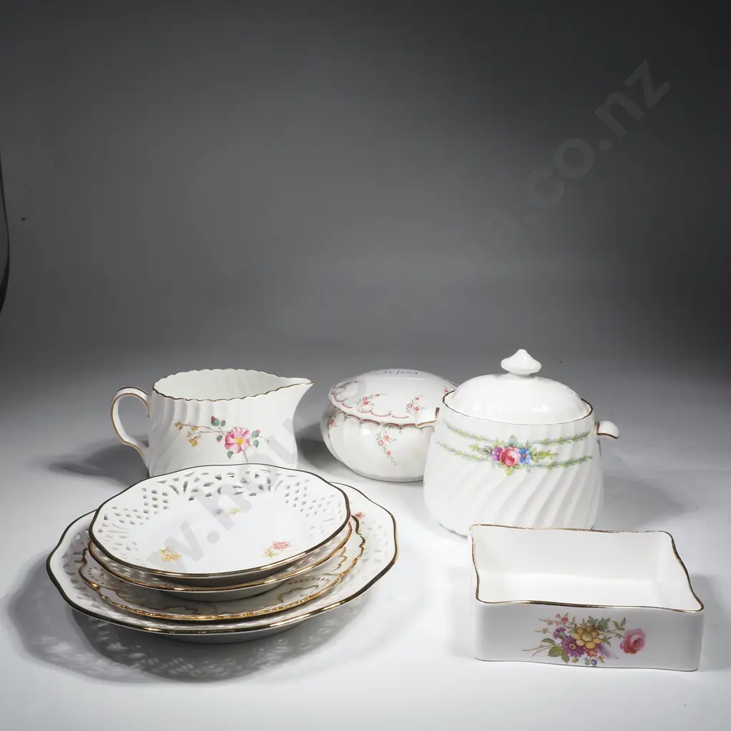 Quantity of China to Include Minton Lidded Sugar Bowl & Milk Jug, Wedgwood Trinket Box, German Plates, Limoges Plates Image 1++