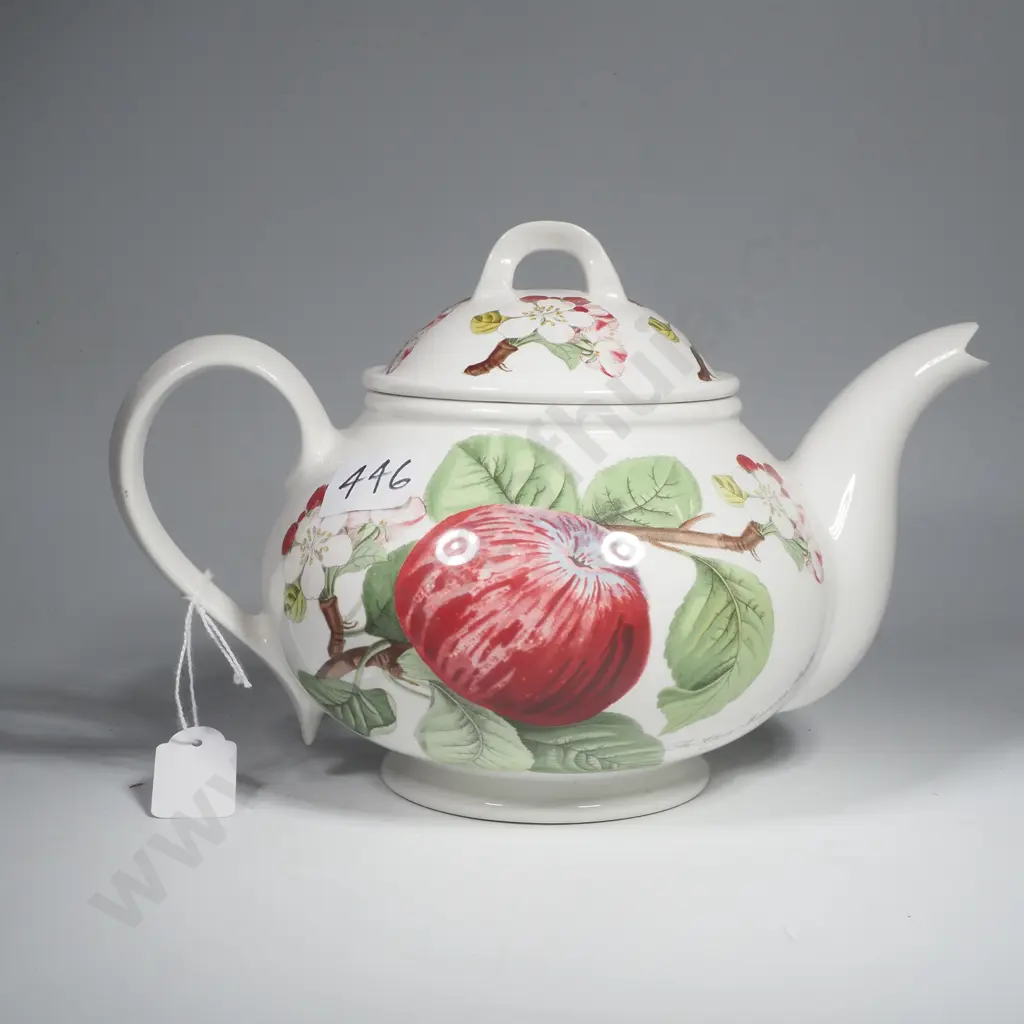 Large Portmeiron Teapot in the "Hoary Morning Apple" Pattern Image 1++