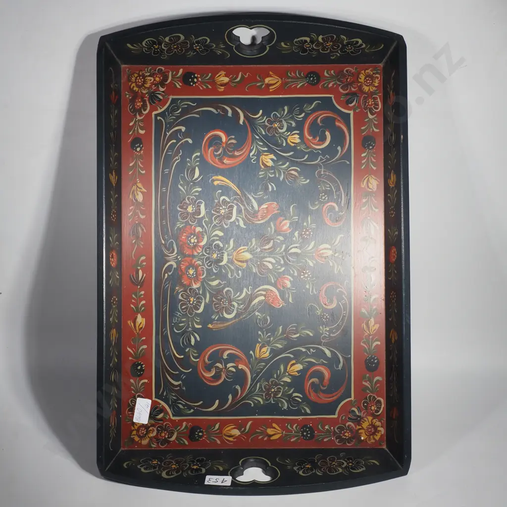 Dutch Hand Painted Folk Art Wooden Tray Image 1++