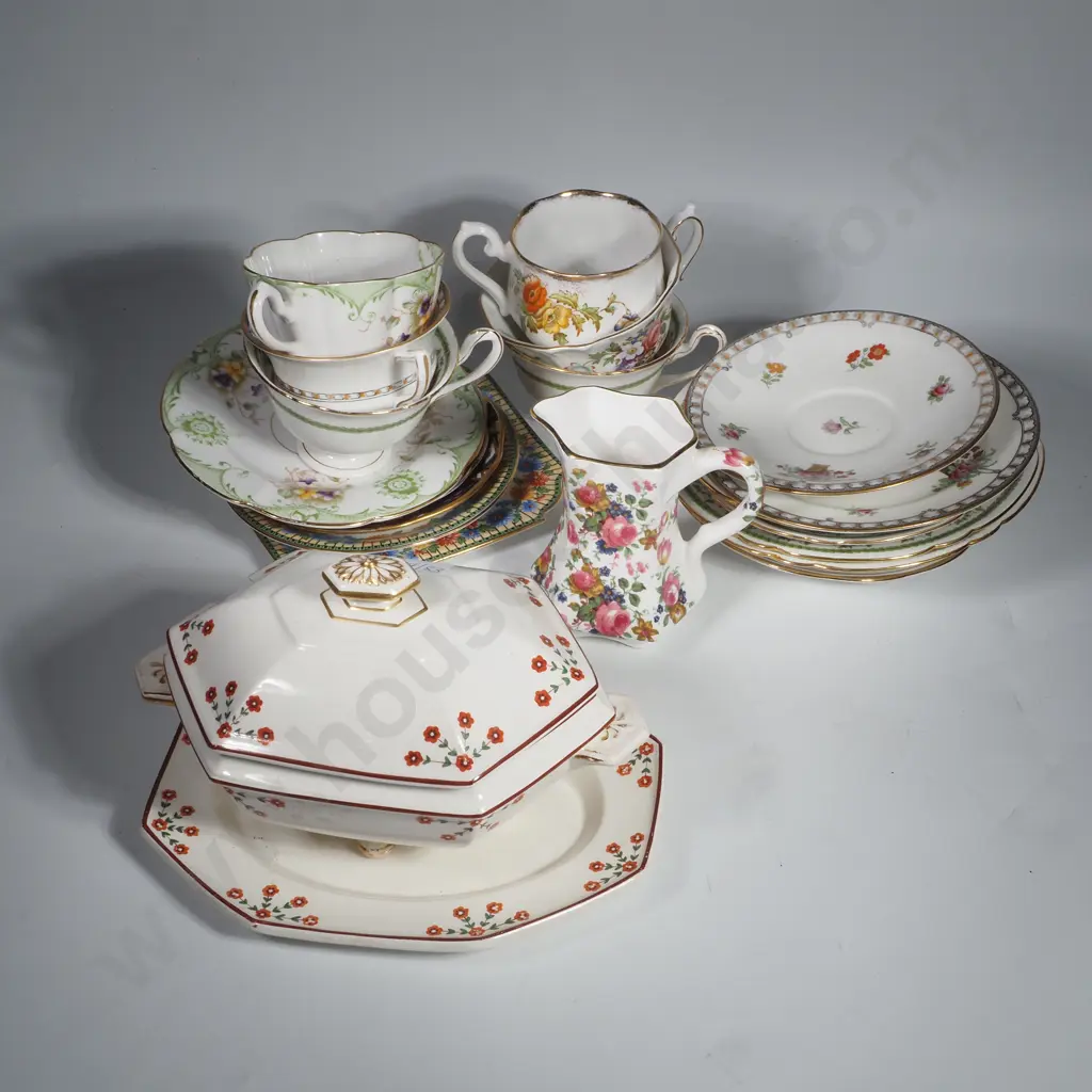 Collection of China to Include Minton Small Tureen & Under Plate, Aynsley Trios, Cream Jugs & More Image 1++