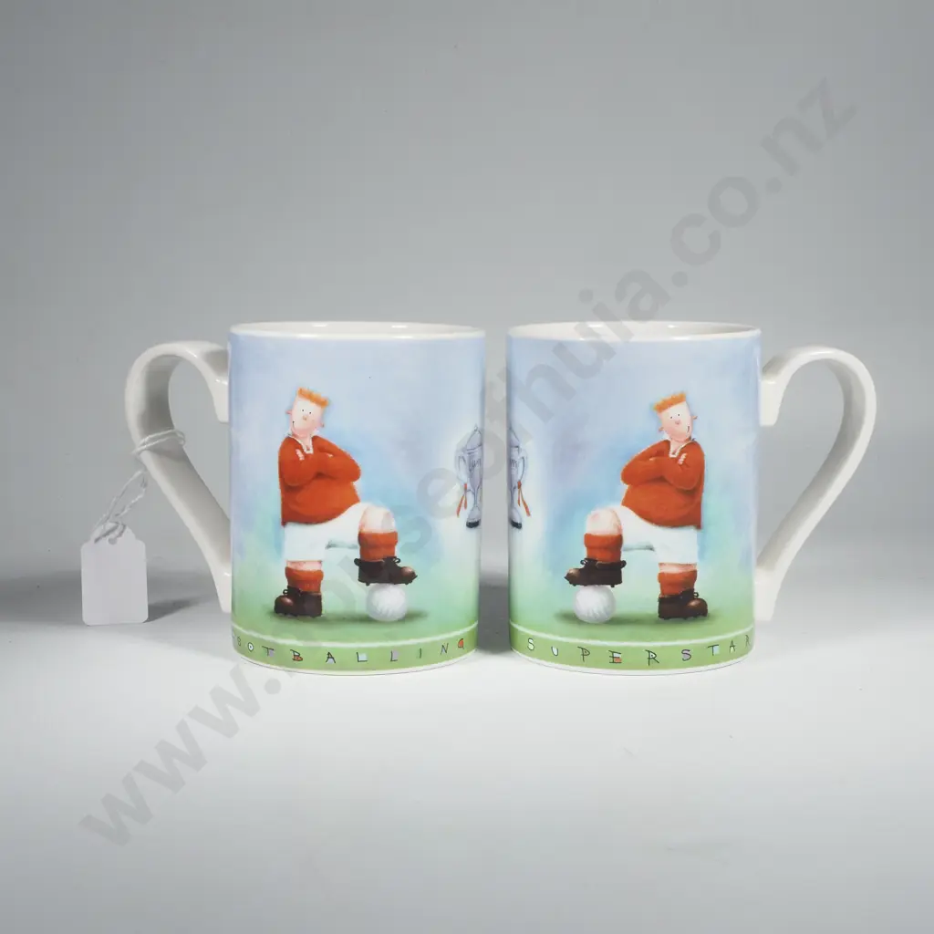 Pair of Portmeirion Soccer Themed Mugs Image 1++