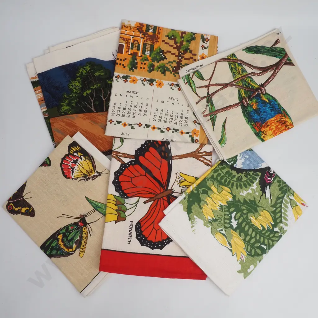 Six linen tea towels Image 1++