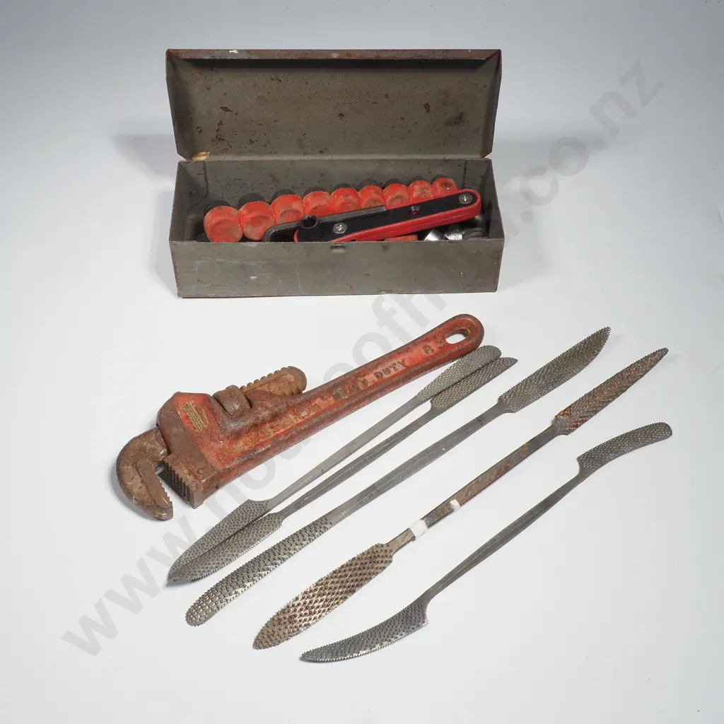 Assorted Riffler Rasps, Sockets & a Wrench Image 1++