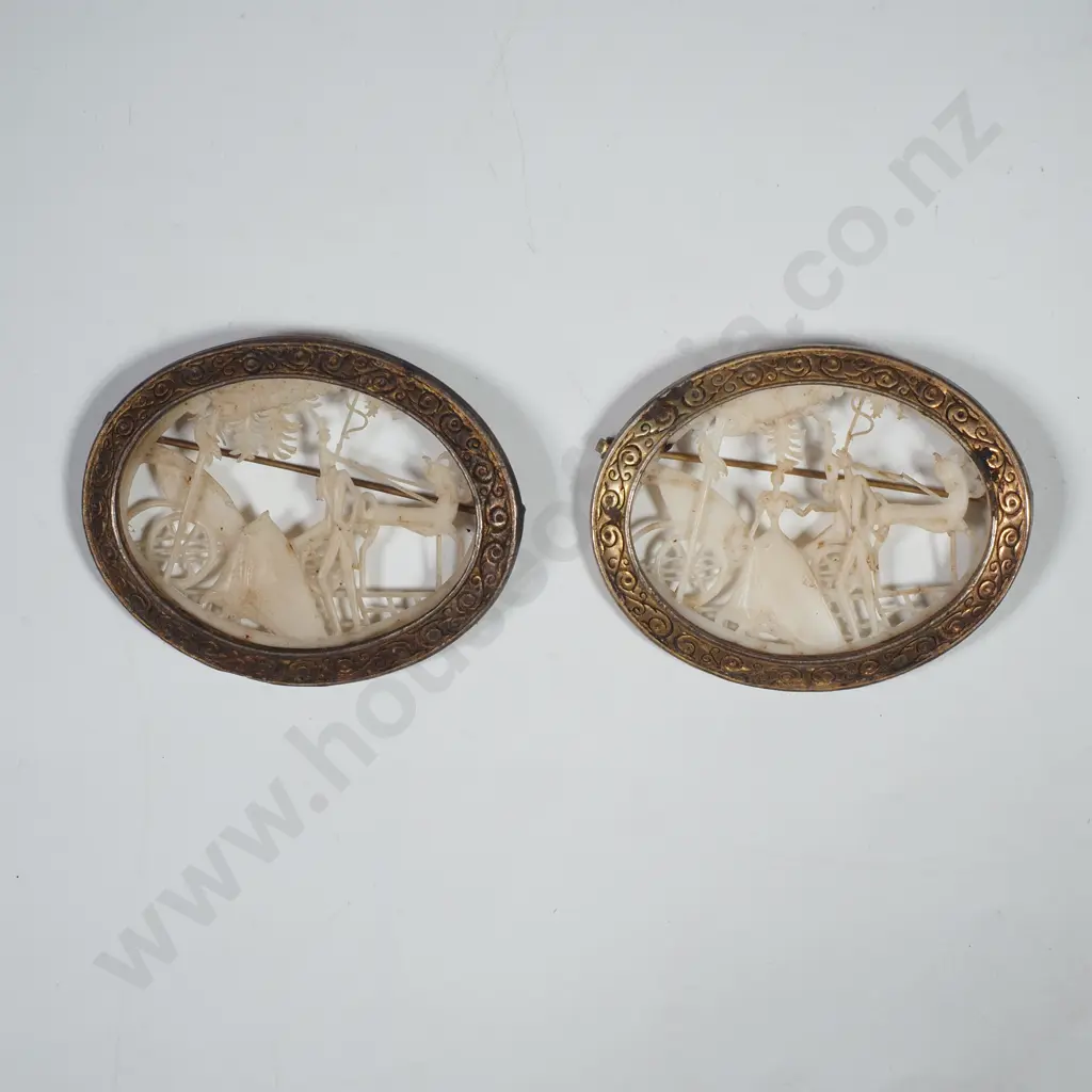 2 x Antique French Celluloid Brooches. Circa 1920 Image 1++