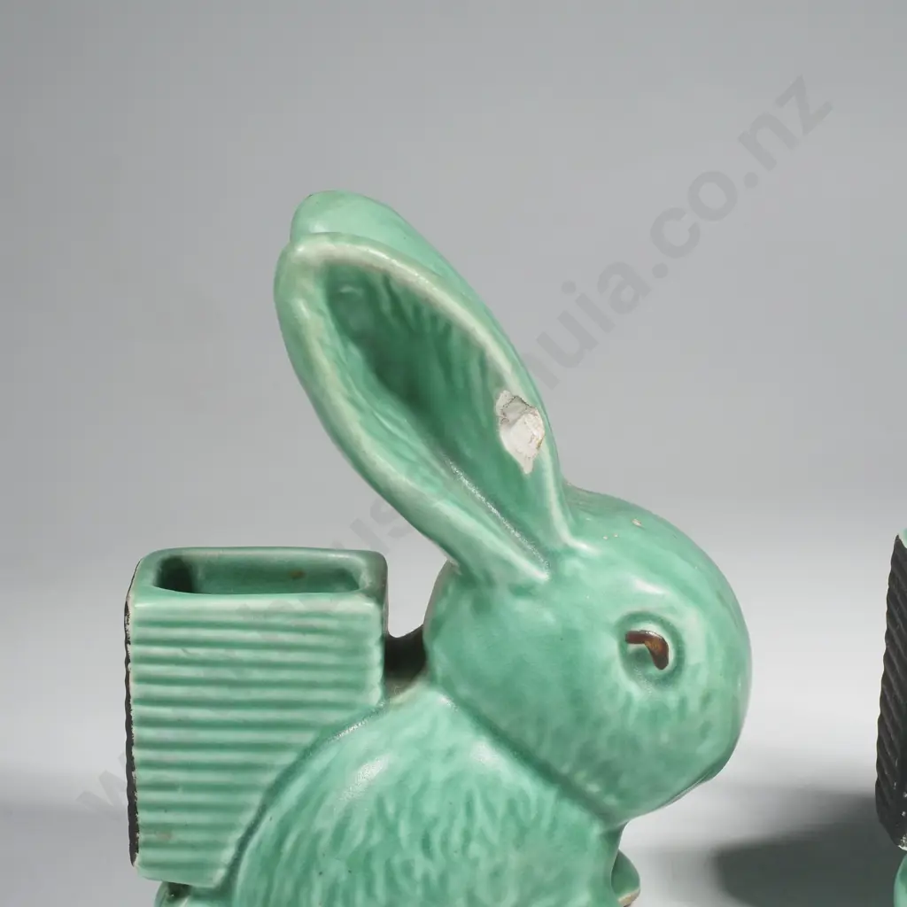 Two Green Sylvac Rabbit Vesta Boxes, Impressed 106, Both A/F Image 1++