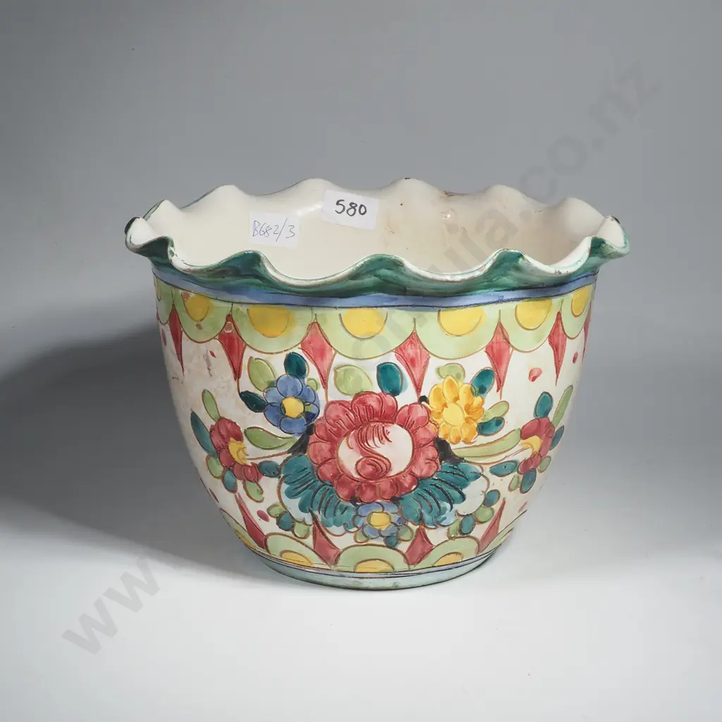 Vintage Glazed  Pottery Jardinere Image 1++