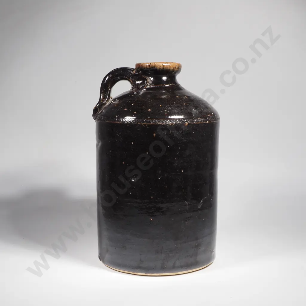 Vintage Studio Pottery Iron Glazed Flagon - Marked Image 1++