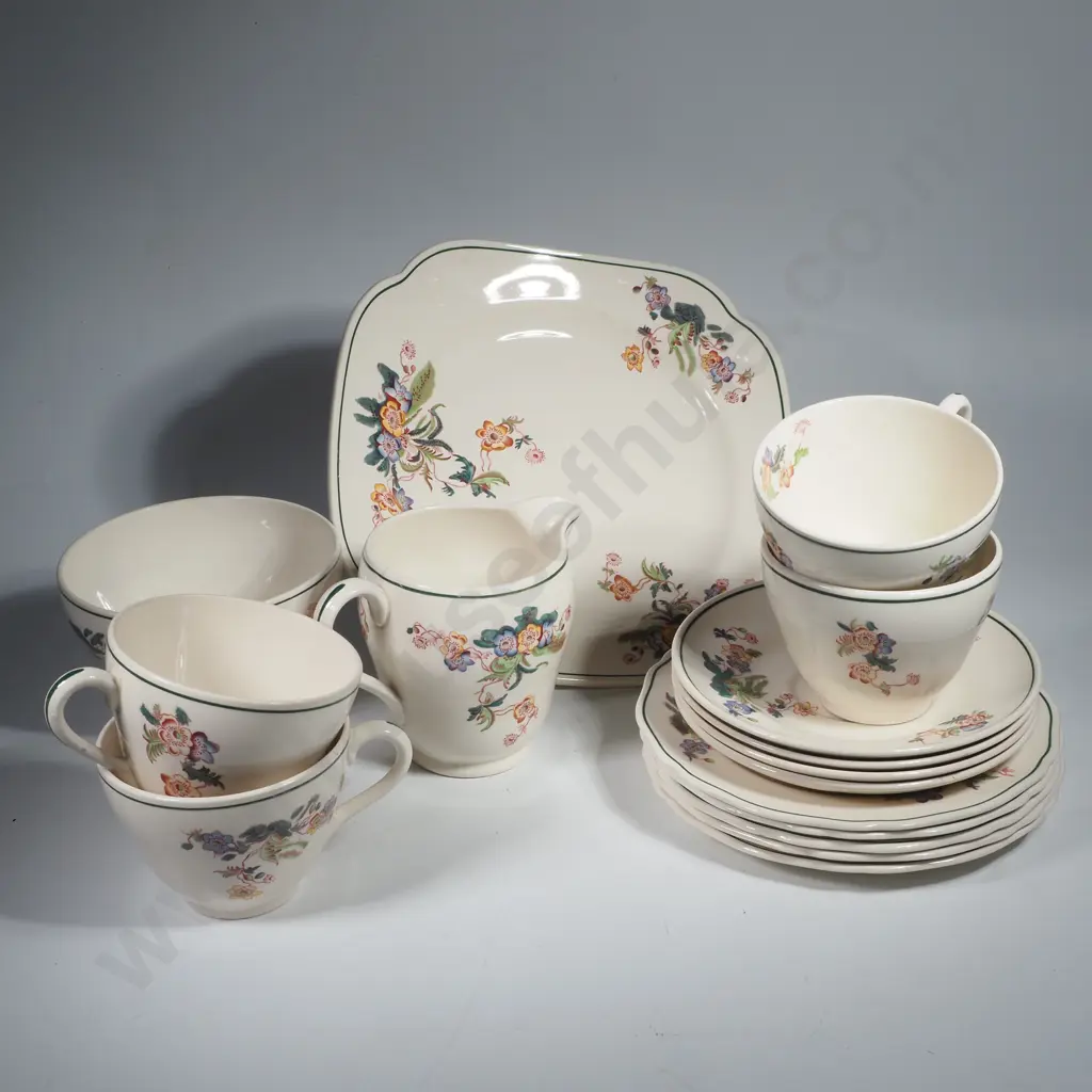 Vintage Part Spode Tea Set Comprising Four Teacups, Four Saucers,  FivePlates, Large Plate, Sugar Bowl & Milk Jug Image 1++