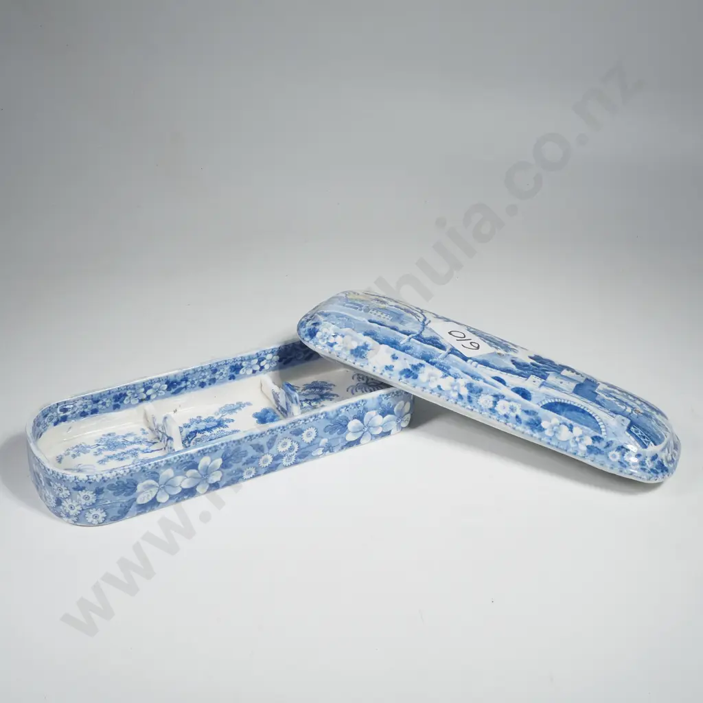 Early Spode Compartmentalized Tray Possibly a  Toothbrush/ Pen Holder in the 'Tower'  Pattern Image 1++