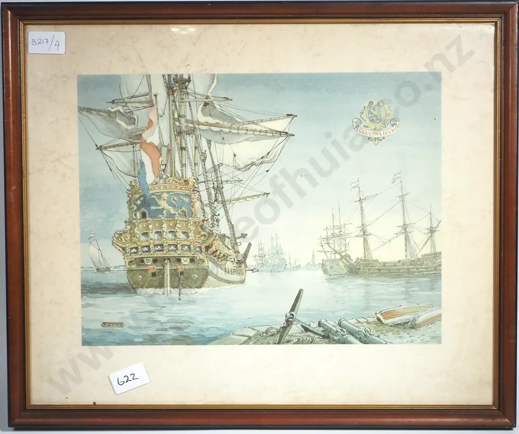 Harbour ship scene, Gouden Leeuw Ship print Image 1++