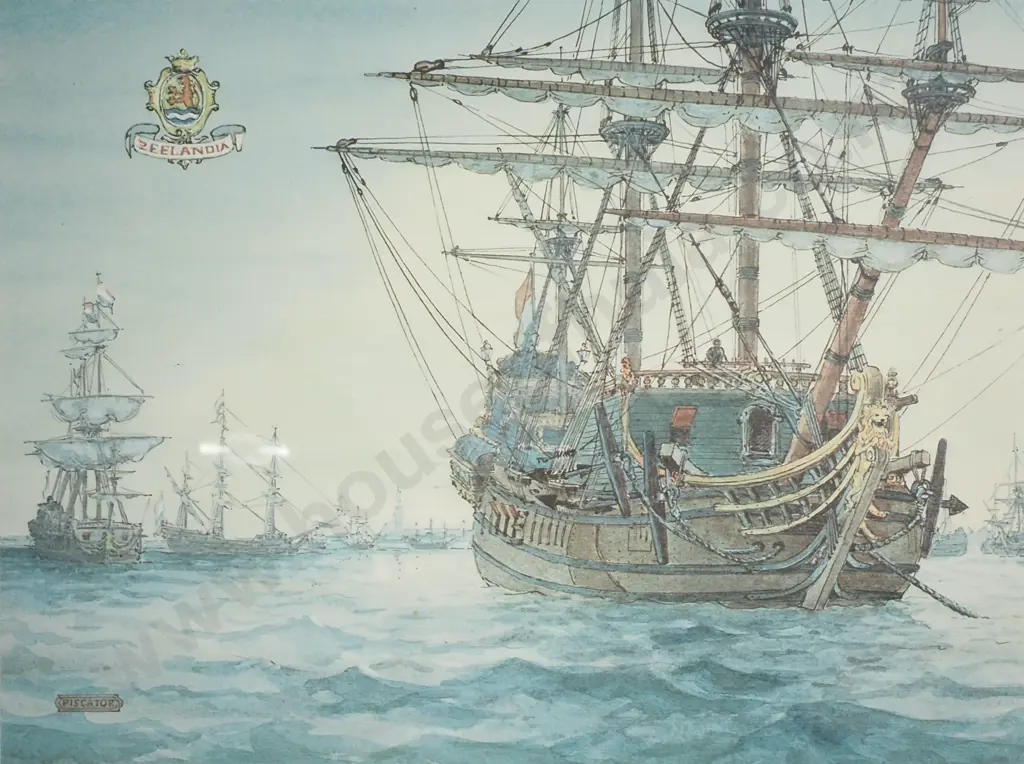 Harbour ship scene, Zeelandia Ship print Image 1++