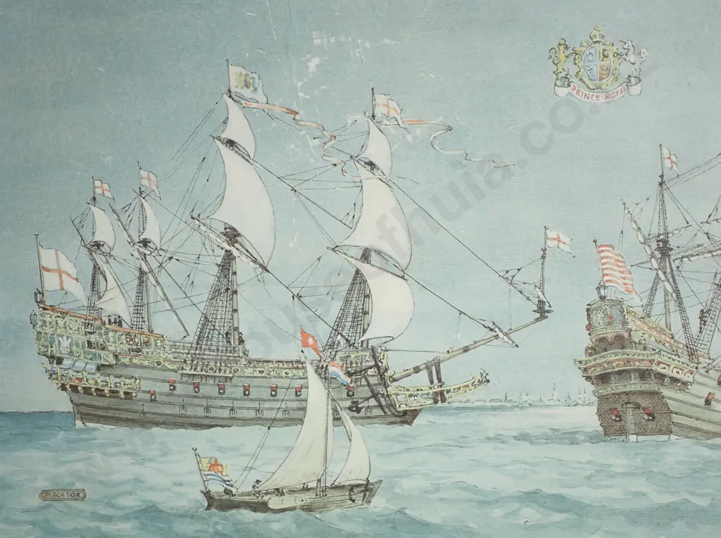 Coastal ship scene, Prince Royal Ship print Image 1++