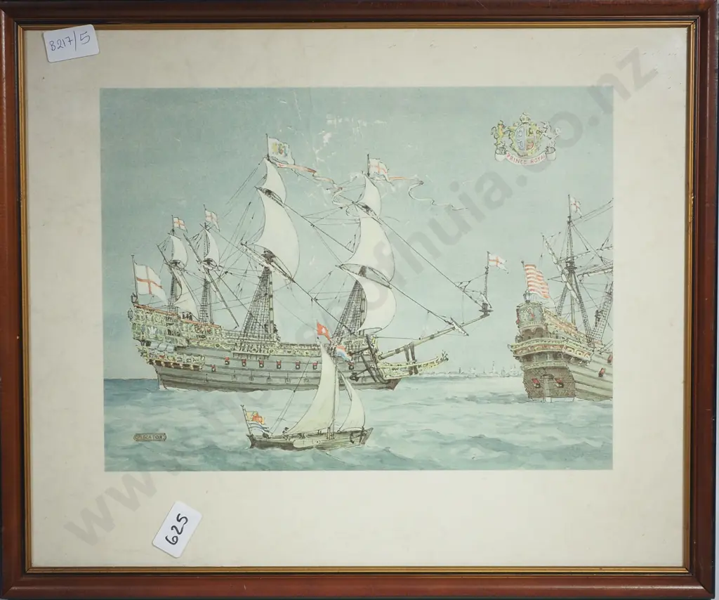 Coastal ship scene, Prince Royal Ship print Image 1++