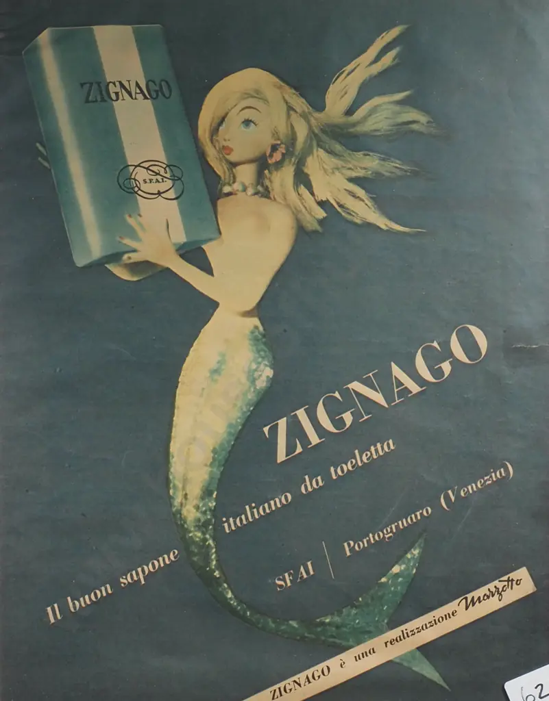Framed Vintage Advertising Print - Sapone Zignago Soap. Circa 1950 Image 1++