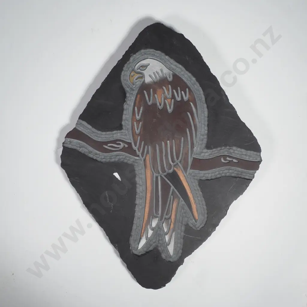 Reg Beach - Eagle Perched on Branch, Welsh Slate Image 1++