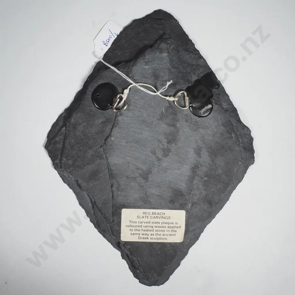 Reg Beach - Eagle Perched on Branch, Welsh Slate Image 1++