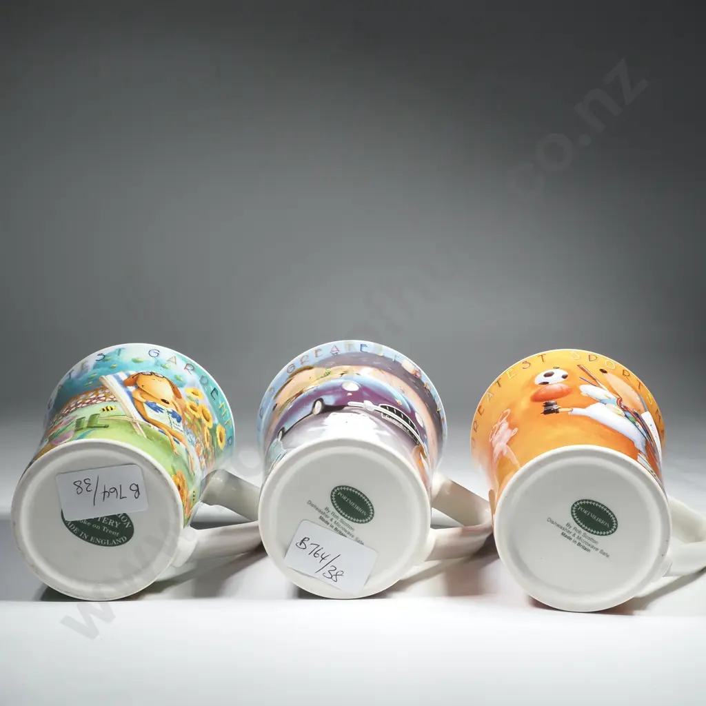 Three Portmeirion Mugs by Rob Scotton - The World's Greatest Sportsman, Gardener & Driver Image 1++
