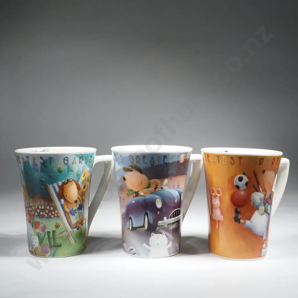 Three Portmeirion Mugs by Rob Scotton - The World's Greatest Sportsman, Gardener & Driver Image 1++