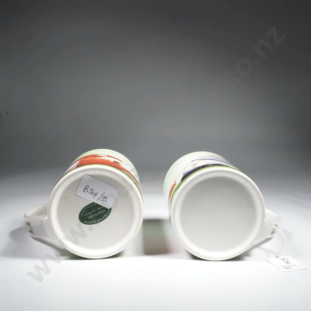 Pair of Portmeiron Coffee Mugs w Rugby Theme by Rob Scotton Image 1++
