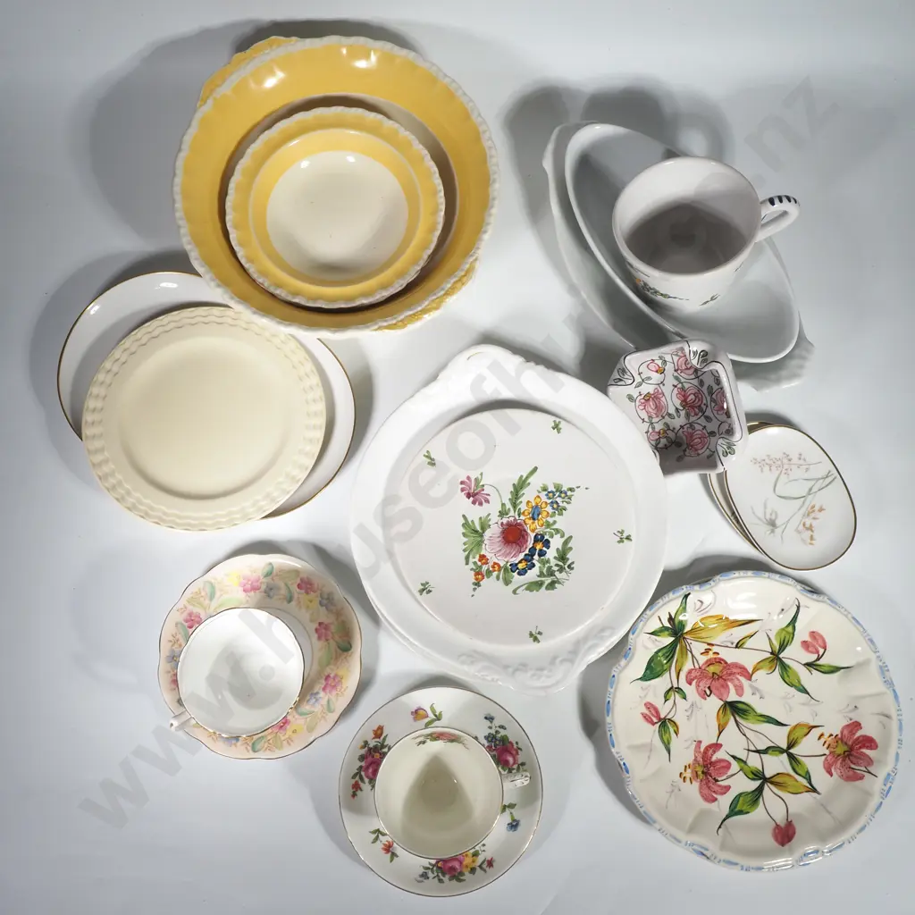Collection of China to include Two Floral Italian Plates, Grindley Yellow Bowl & Dessert Dishes, Cups & Saucers etc, Image 1++