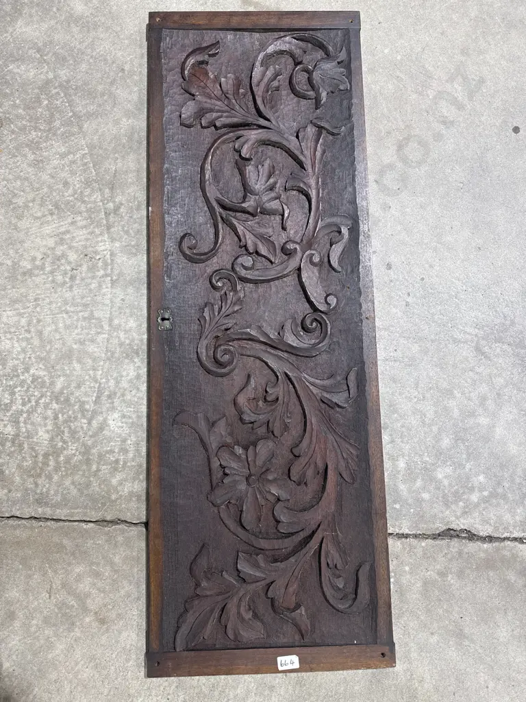 Antique Carved Mahogany Door Panel - Circa 1900 Image 1++