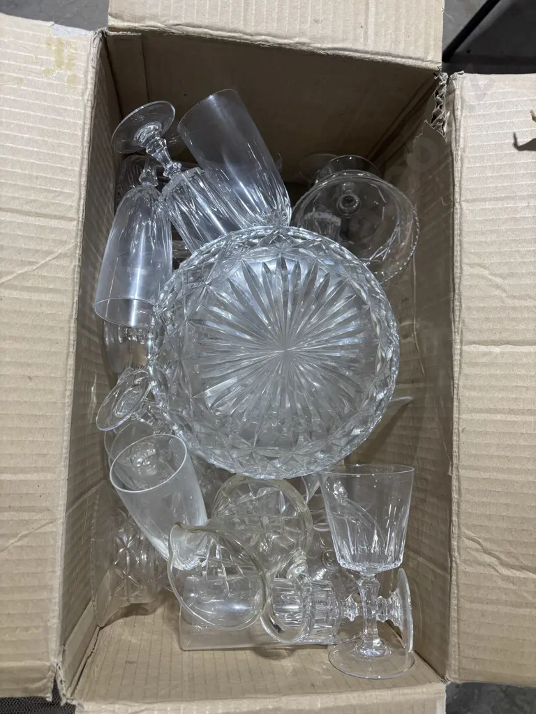 Box of Assorted Cut Crystal & Glassware Image 1++