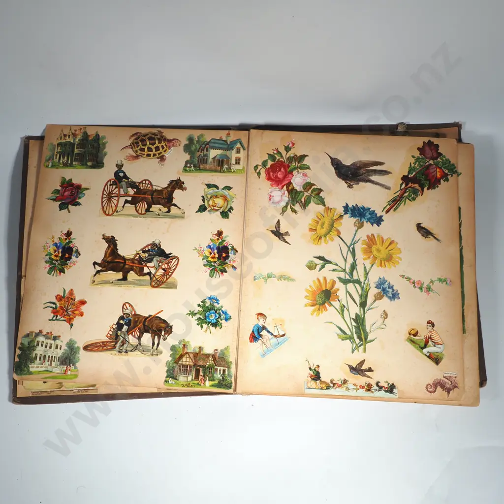Vintage Scrap Album complete w Many Original Scraps (Chromolithograph Paper Die Cuts) Image 1++