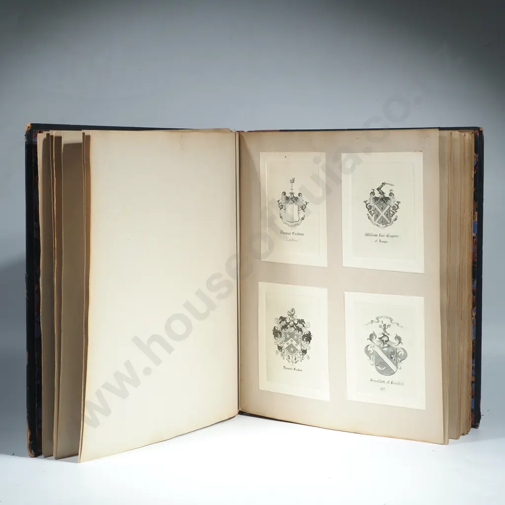 Album Containing Large Quantity of Engraved Armorial Book Plates (Ex Libris) Image 1++
