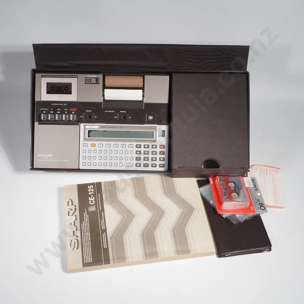 Vintage Sharp PC- 1251 Pocket Computer 7 a /ce-125 Printer & Microcassette Recorder in its Original Carrying Case Image 1++