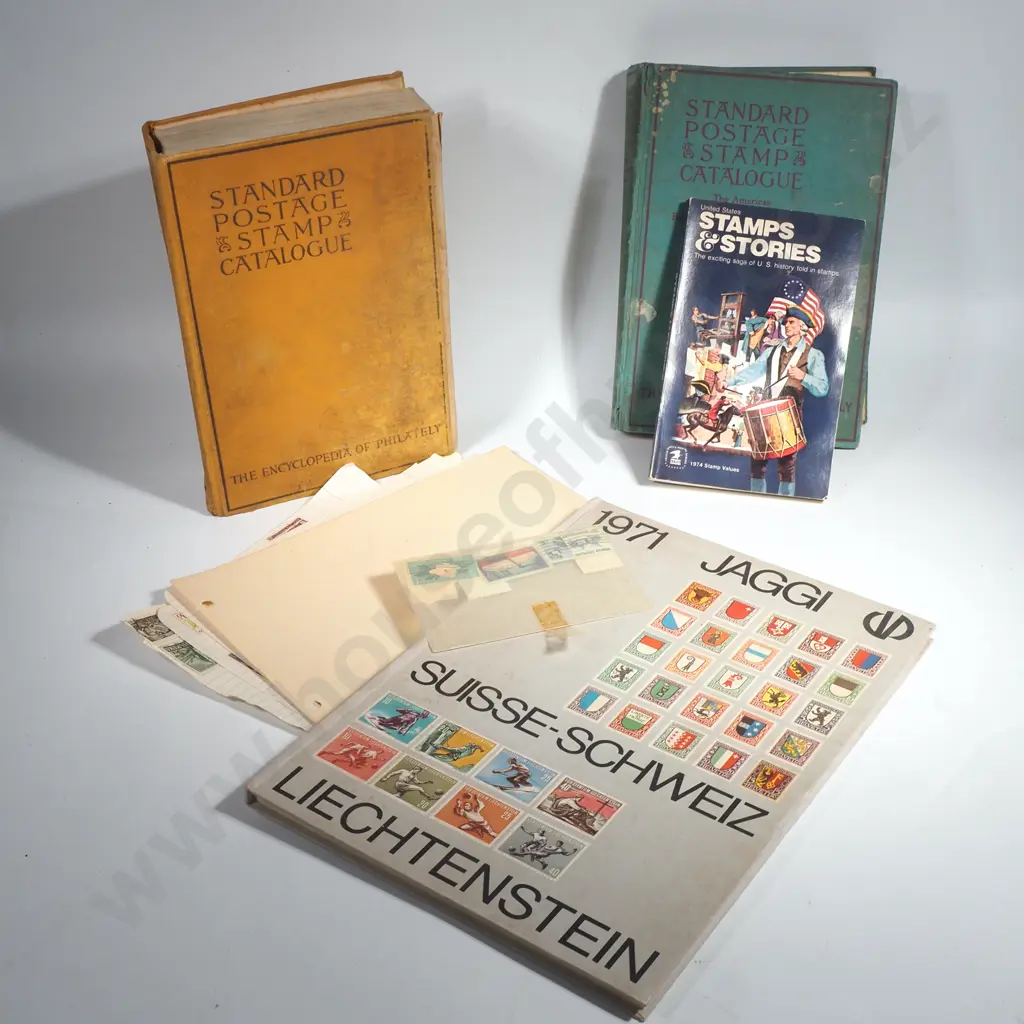 Collection of Standard Postage Stamp Catalogue, Book Stamps & Stories & Swiss & Lichenstein Stamps Image 1++