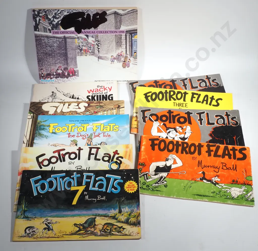 A Group of Mainly Footrot Flats Comic Books w Two Giles Books & The Wacky World of Skiing Image 1++