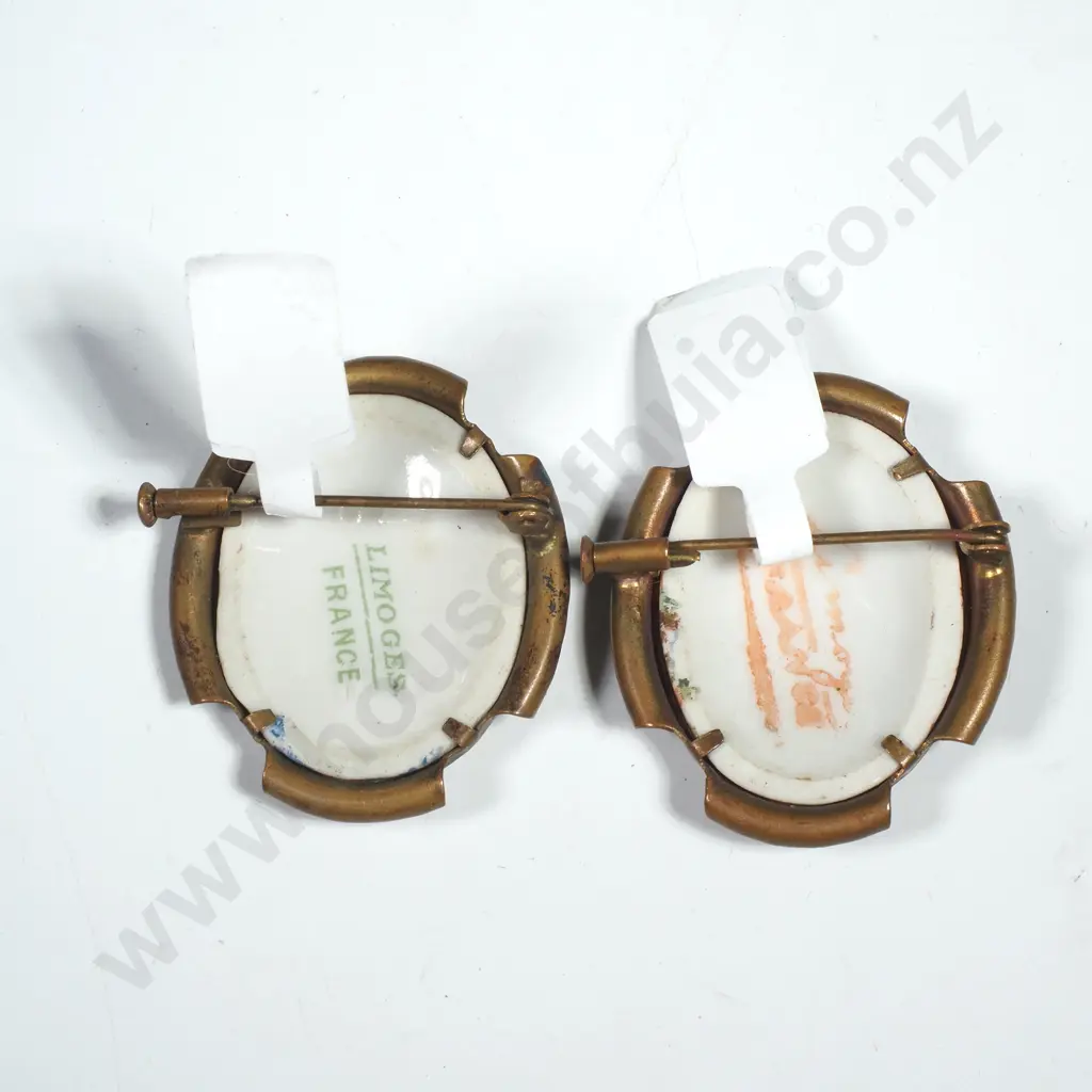 Two Brass Limoge Brooches Image 1++