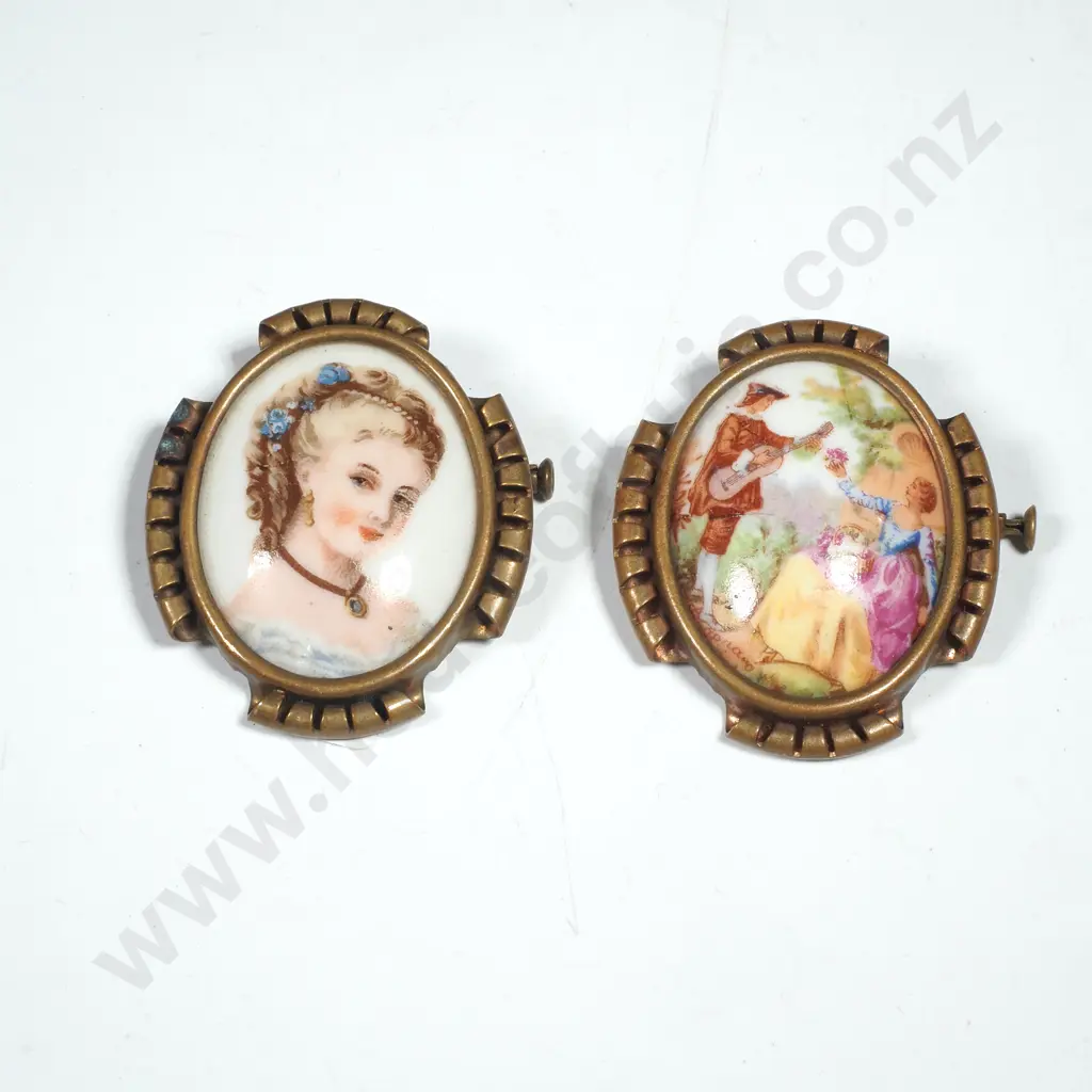 Two Brass Limoge Brooches Image 1++