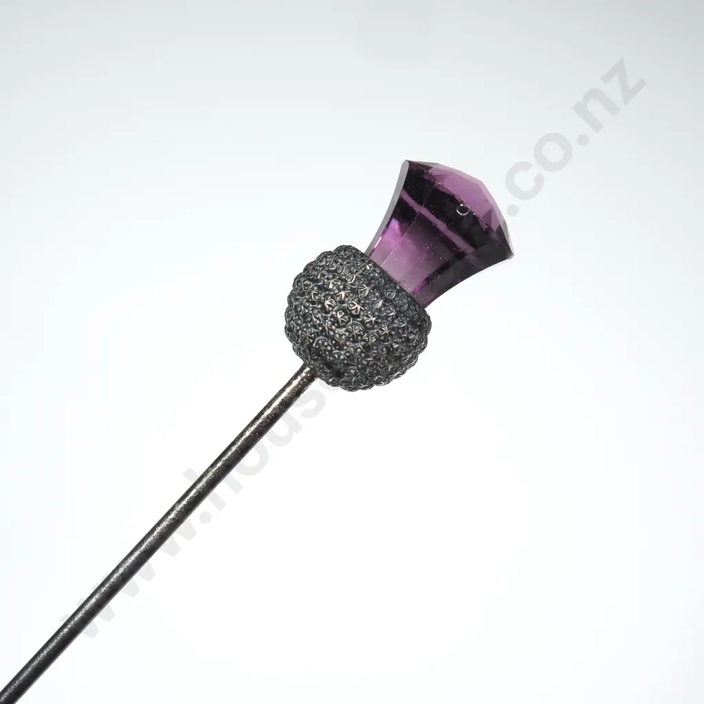 Sterling Silver Hatpin w Thistle Finial Image 1++