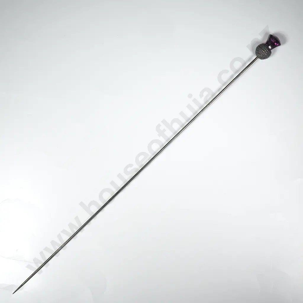 Sterling Silver Hatpin w Thistle Finial Image 1++