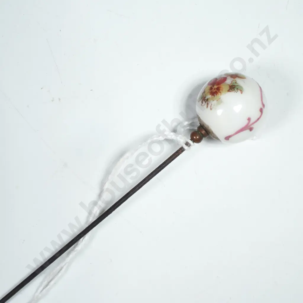 Vintage China Floral Ball Hatpin Image 1++