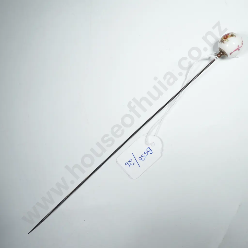 Vintage China Floral Ball Hatpin Image 1++