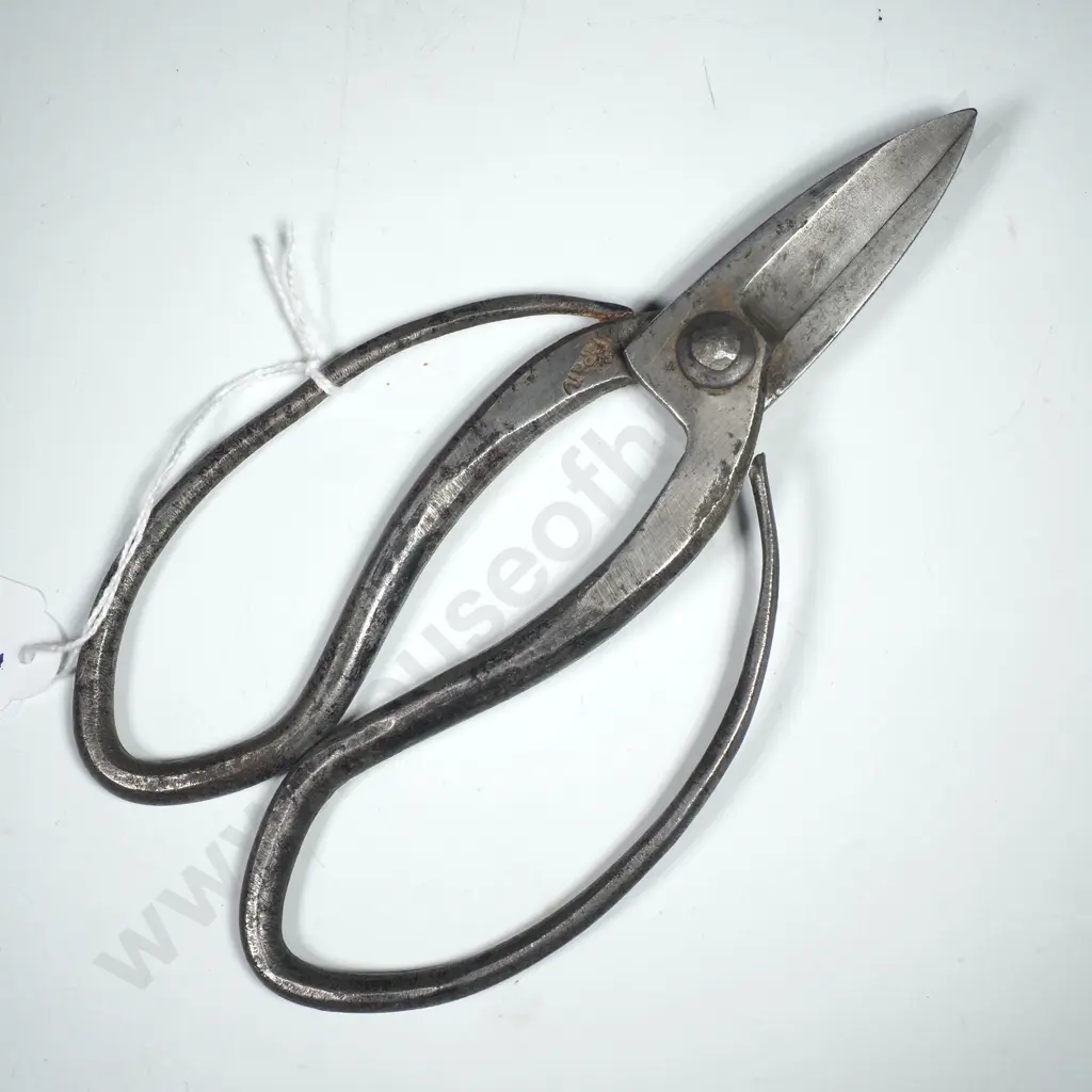 Vintage Forged Steel Japanese Bonsai Pruning Shears, Referred to as Sentei Basami w Wide Looped Handles, Marked Japan Image 1++