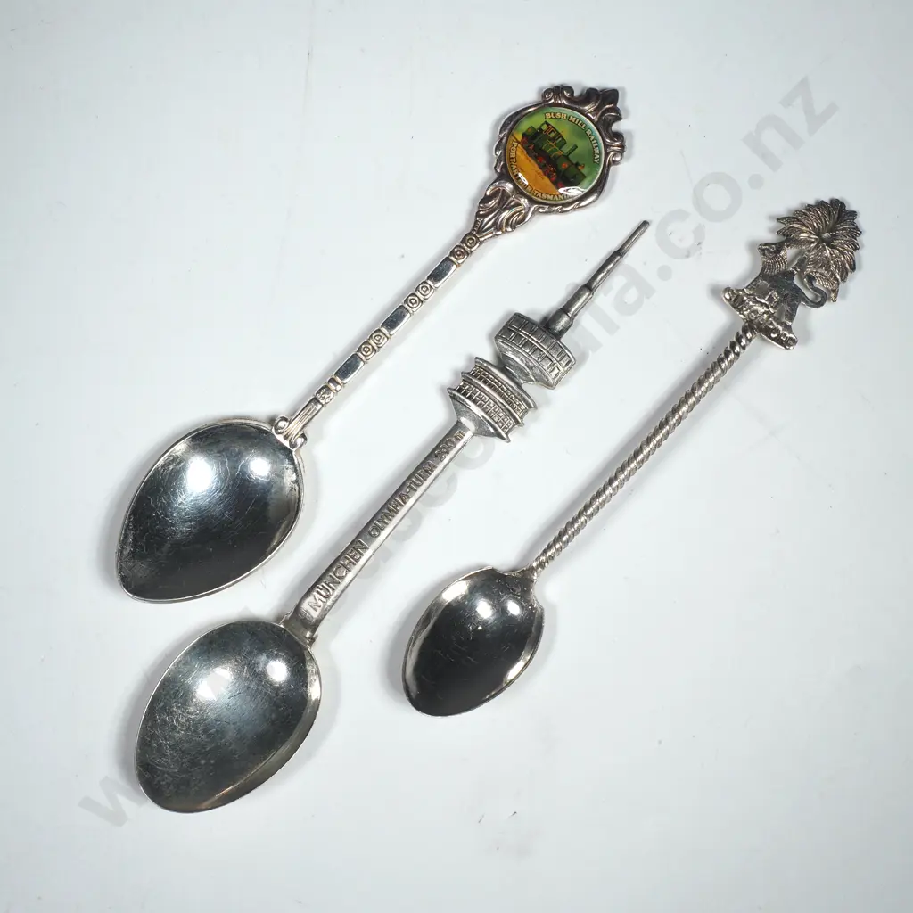 Three Commemorative Spoons - One .800 Silver 9 Grams Image 1++