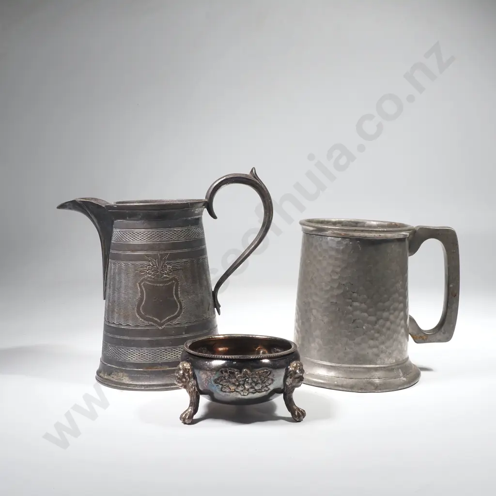 Pewter Mug, Britannia Metal Jug, Silver Plated Open Salt Image 1++