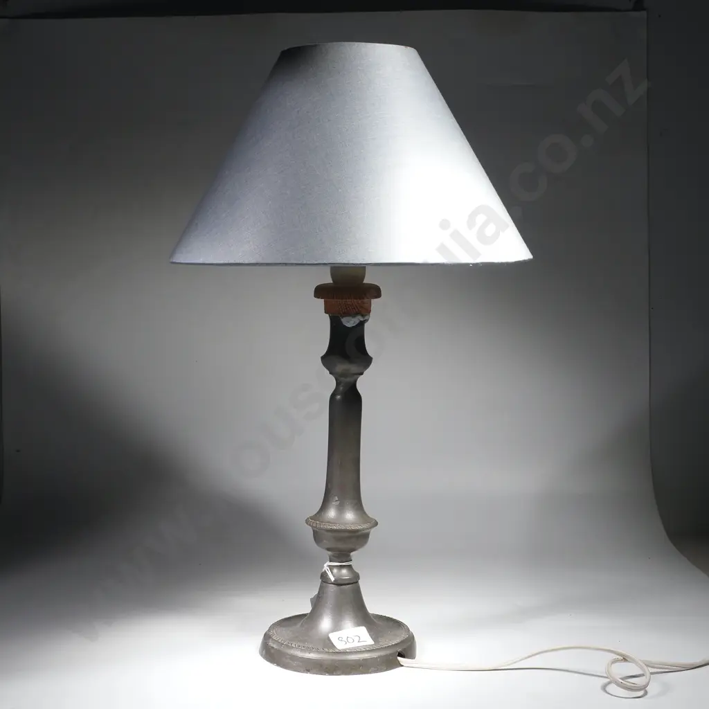 Pewter Candlestick Converted to a Lampshade Image 1++