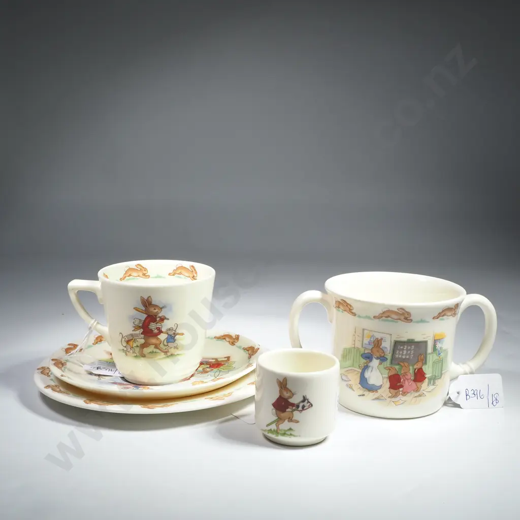 Royal Doulton Bunnykins Cup, Saucer & Plate & a Double Handle Cup & Egg Cup Image 1++