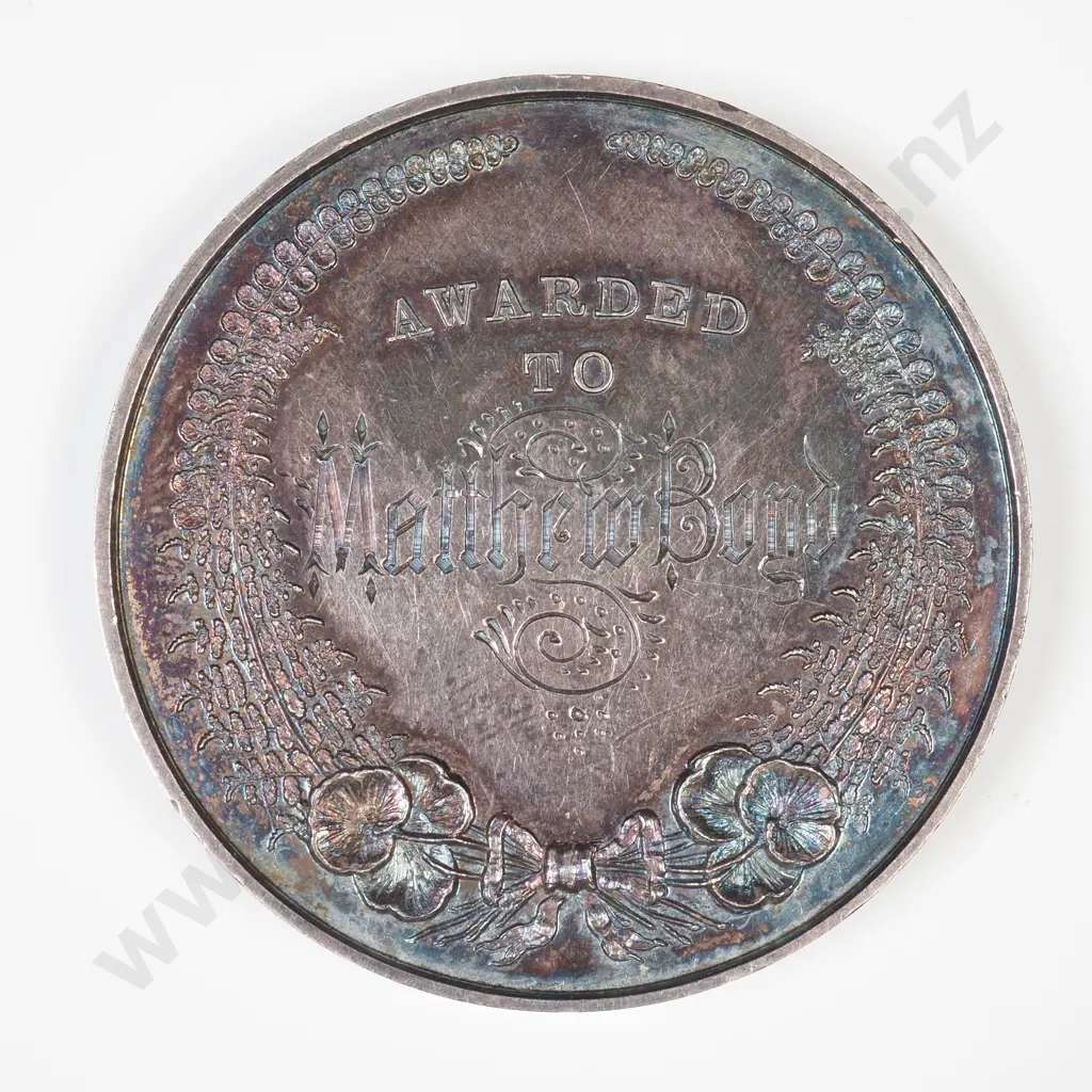 Sterling Silver 1885 Wellington Exhibition Award Medal to Matthew Bond Image 1++