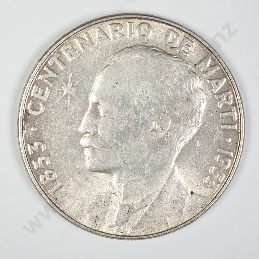 Republic of Cuba 1953 One Peso commemorating the 100th anniversary of José Martí's birth Image 1++