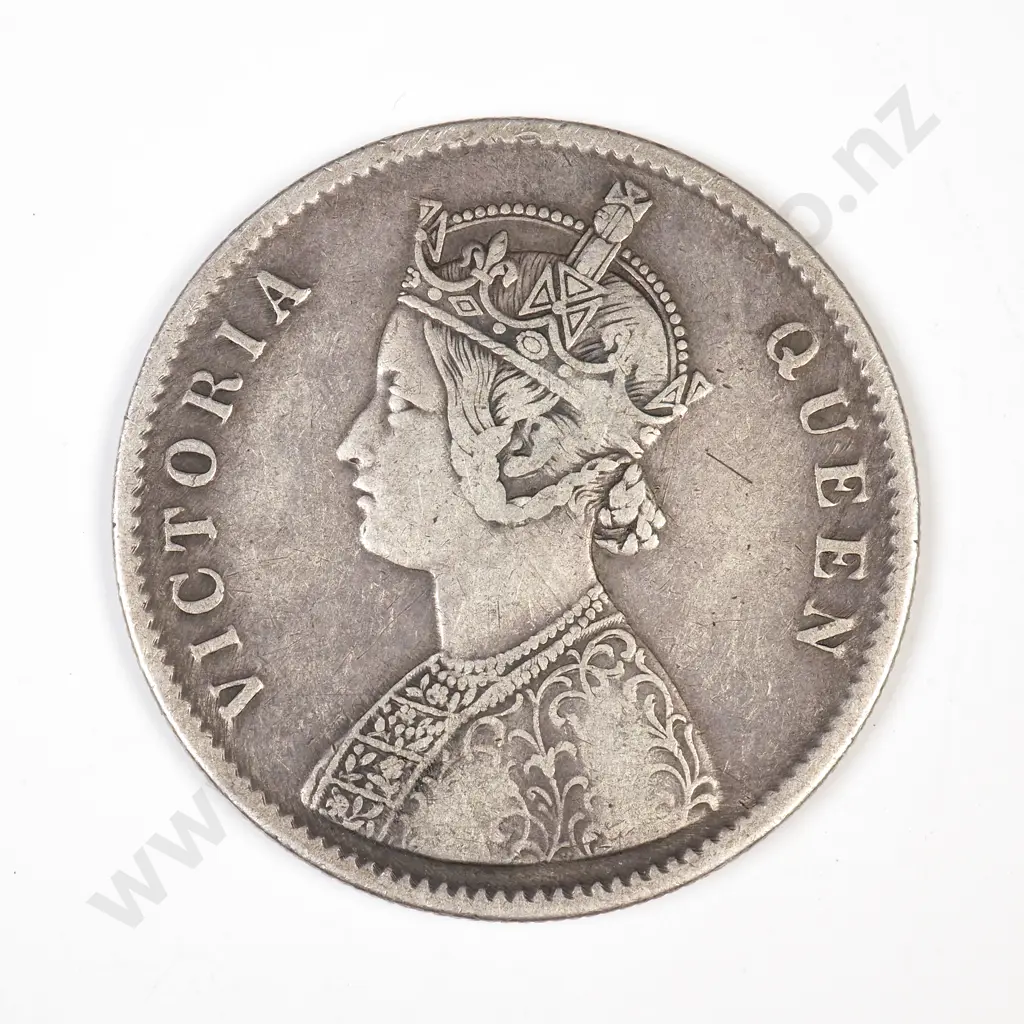 1862 India One Rupee Silver Coin Image 1++