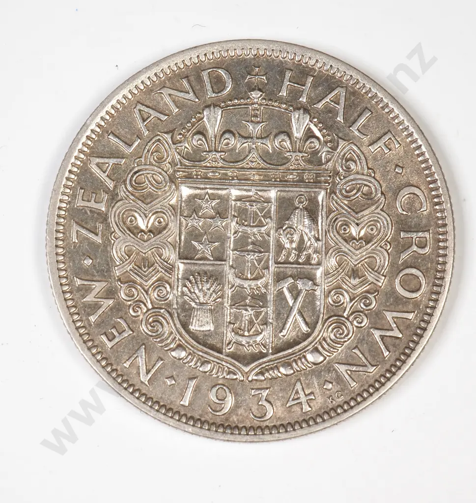 1934 New Zealand Half Crown - Better Grade Image 1++