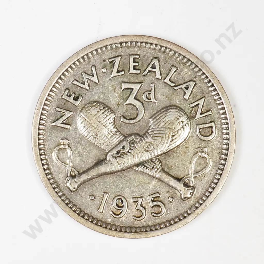 NZ 1935 Threepence Coin Image 1++