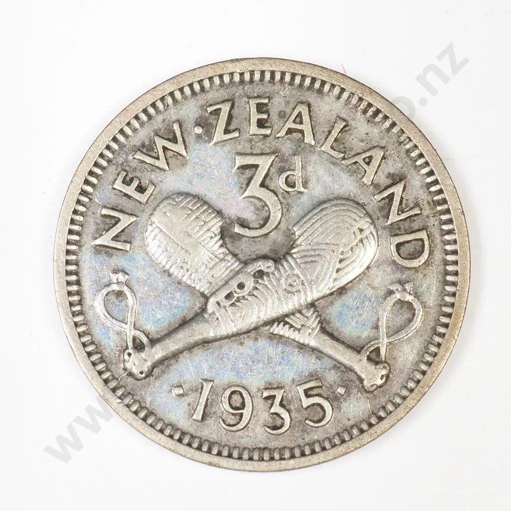 1935 New Zealand Threepence  Image 1++