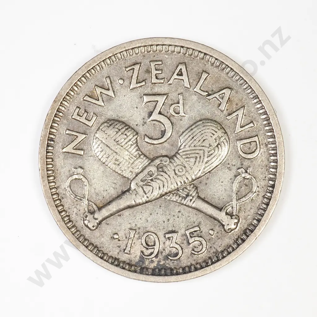1935 New Zealand Threepence  Image 1++