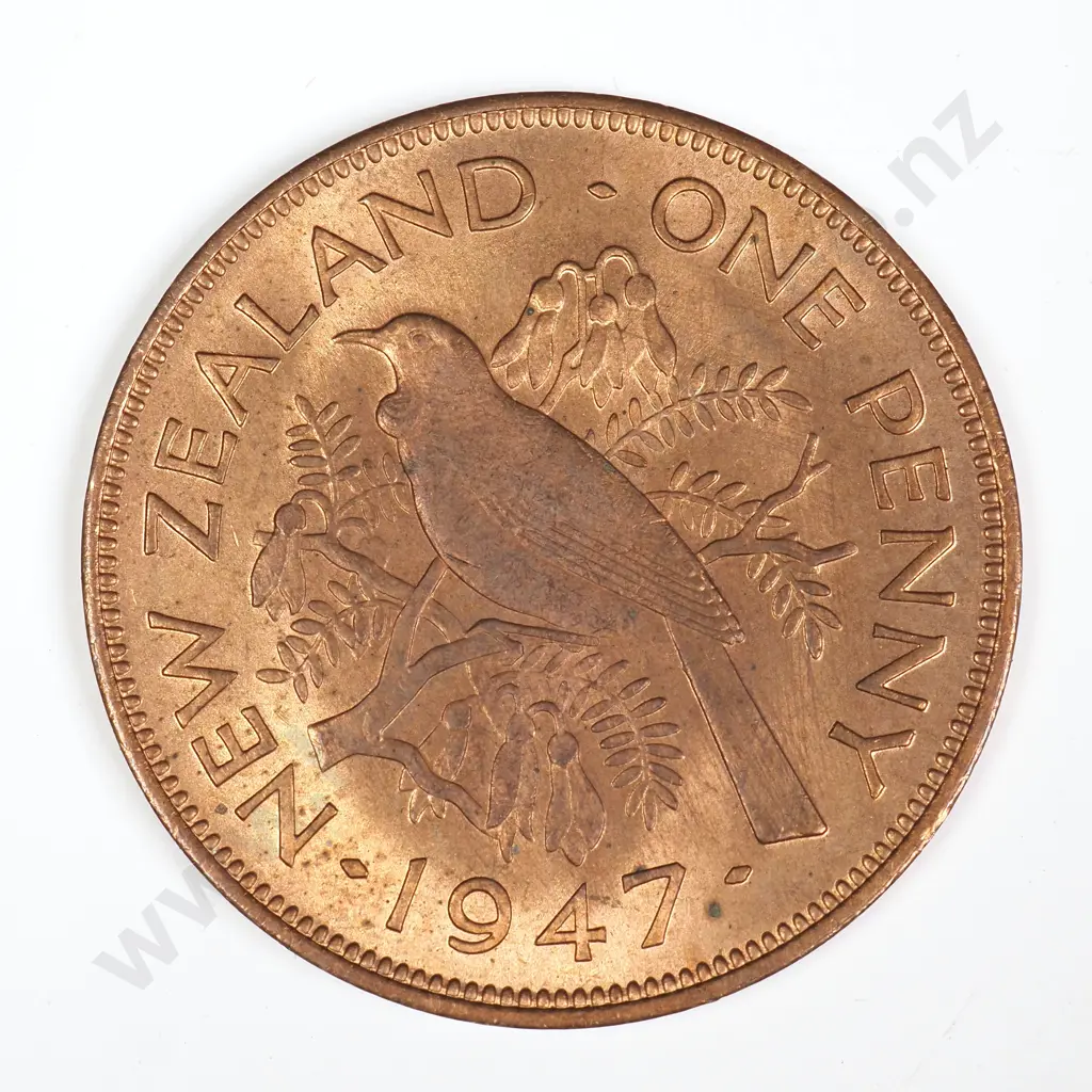1947 One Penny, A.UNC, C.V. $35 Image 1++